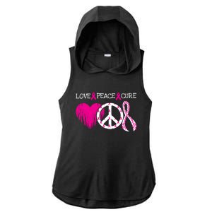 Peace Love Cure Breast Cancer Awareness Metastatic Funny Gift Great Gift Ladies PosiCharge Tri-Blend Wicking Draft Hoodie Tank