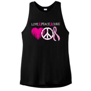 Peace Love Cure Breast Cancer Awareness Metastatic Funny Gift Great Gift Ladies PosiCharge Tri-Blend Wicking Tank