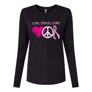 Peace Love Cure Breast Cancer Awareness Metastatic Funny Gift Great Gift Womens Cotton Relaxed Long Sleeve T-Shirt