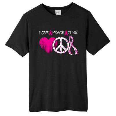 Peace Love Cure Breast Cancer Awareness Metastatic Funny Gift Great Gift Tall Fusion ChromaSoft Performance T-Shirt