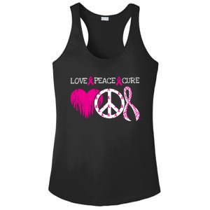 Peace Love Cure Breast Cancer Awareness Metastatic Funny Gift Great Gift Ladies PosiCharge Competitor Racerback Tank