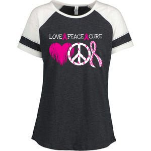 Peace Love Cure Breast Cancer Awareness Metastatic Funny Gift Great Gift Enza Ladies Jersey Colorblock Tee