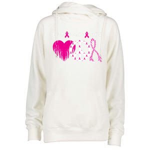 Peace Love Cure Breast Cancer Awareness Metastatic Funny Gift Great Gift Womens Funnel Neck Pullover Hood