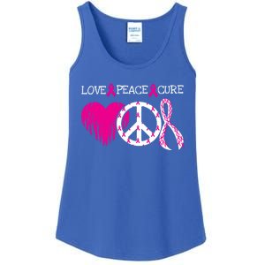 Peace Love Cure Breast Cancer Awareness Metastatic Funny Gift Great Gift Ladies Essential Tank