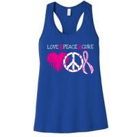 Peace Love Cure Breast Cancer Awareness Metastatic Funny Gift Great Gift Women's Racerback Tank