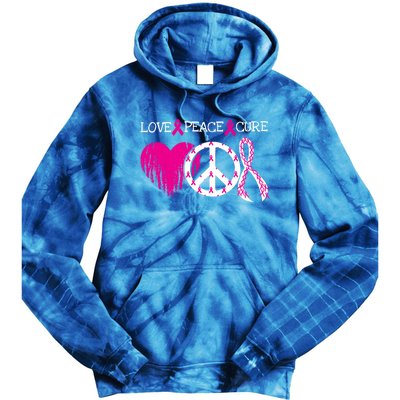 Peace Love Cure Breast Cancer Awareness Metastatic Funny Gift Great Gift Tie Dye Hoodie