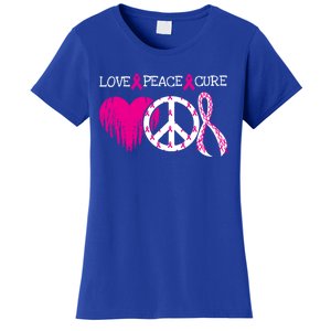 Peace Love Cure Breast Cancer Awareness Metastatic Funny Gift Great Gift Women's T-Shirt