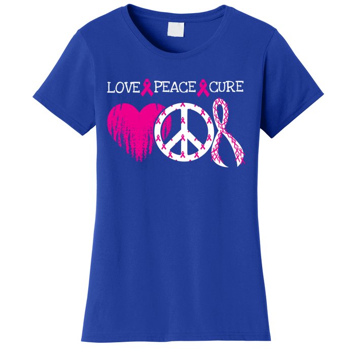 Peace Love Cure Breast Cancer Awareness Metastatic Funny Gift Great Gift Women's T-Shirt