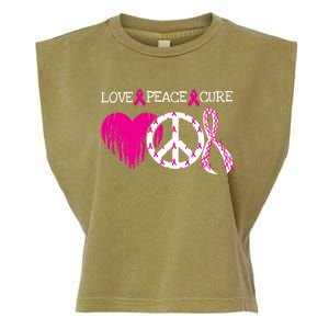 Peace Love Cure Breast Cancer Awareness Metastatic Funny Gift Great Gift Garment-Dyed Women's Muscle Tee