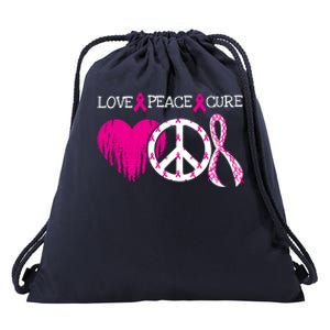 Peace Love Cure Breast Cancer Awareness Metastatic Funny Gift Great Gift Drawstring Bag