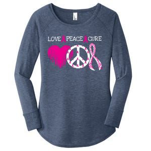 Peace Love Cure Breast Cancer Awareness Metastatic Funny Gift Great Gift Women's Perfect Tri Tunic Long Sleeve Shirt