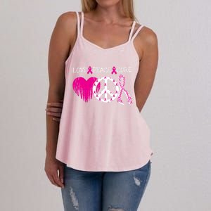 Peace Love Cure Breast Cancer Awareness Metastatic Funny Gift Great Gift Women's Strappy Tank