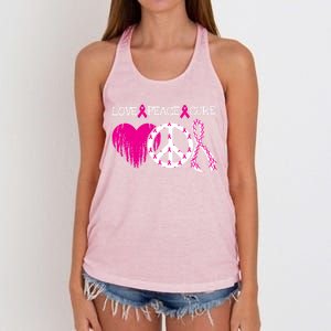 Peace Love Cure Breast Cancer Awareness Metastatic Funny Gift Great Gift Women's Knotted Racerback Tank