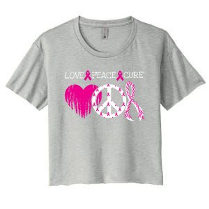 Peace Love Cure Breast Cancer Awareness Metastatic Funny Gift Great Gift Women's Crop Top Tee