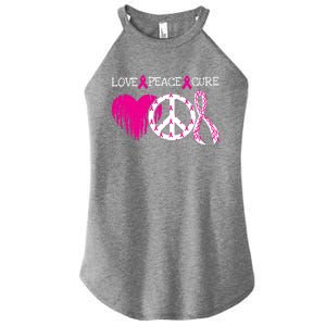 Peace Love Cure Breast Cancer Awareness Metastatic Funny Gift Great Gift Women's Perfect Tri Rocker Tank