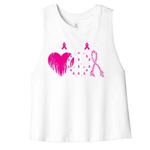 Peace Love Cure Breast Cancer Awareness Metastatic Funny Gift Great Gift Women's Racerback Cropped Tank