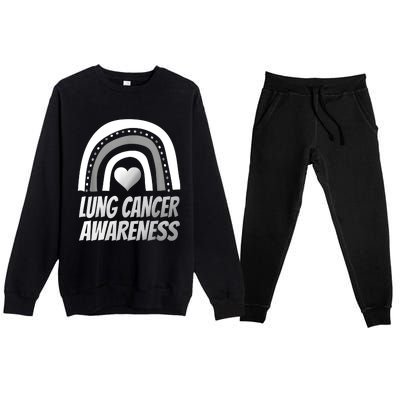 Proud Lung Cancer Rainbow Warrior Survivor Premium Crewneck Sweatsuit Set