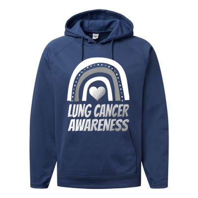 Proud Lung Cancer Rainbow Warrior Survivor Performance Fleece Hoodie