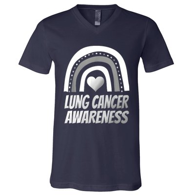 Proud Lung Cancer Rainbow Warrior Survivor V-Neck T-Shirt