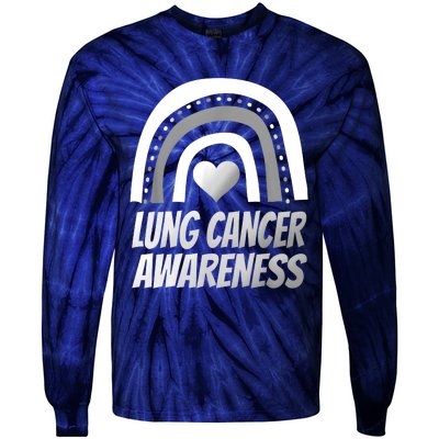 Proud Lung Cancer Rainbow Warrior Survivor Tie-Dye Long Sleeve Shirt