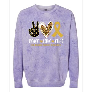 Peace Love Cure Childhood Cancer Awareness Leopart Heart Colorblast Crewneck Sweatshirt