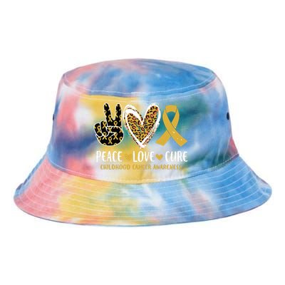 Peace Love Cure Childhood Cancer Awareness Leopart Heart Tie Dye Newport Bucket Hat