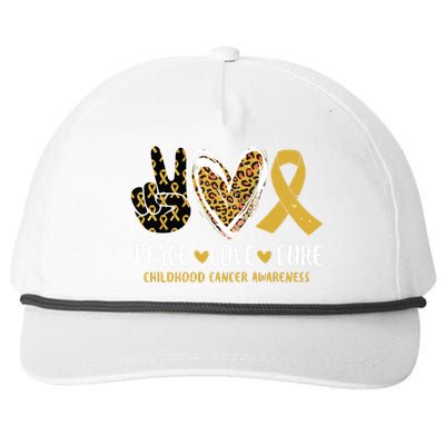 Peace Love Cure Childhood Cancer Awareness Leopart Heart Snapback Five-Panel Rope Hat