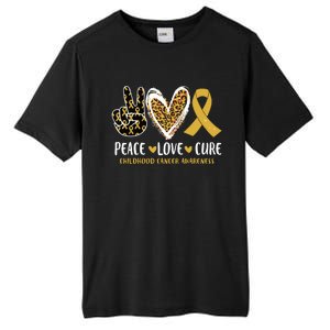 Peace Love Cure Childhood Cancer Awareness Leopart Heart Tall Fusion ChromaSoft Performance T-Shirt