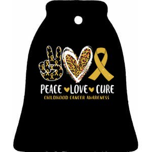 Peace Love Cure Childhood Cancer Awareness Leopart Heart Ceramic Bell Ornament