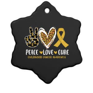 Peace Love Cure Childhood Cancer Awareness Leopart Heart Ceramic Star Ornament