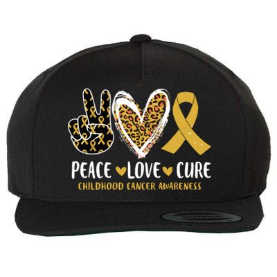 Peace Love Cure Childhood Cancer Awareness Leopart Heart Wool Snapback Cap