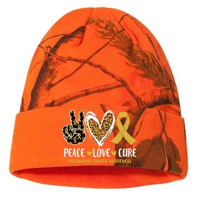 Peace Love Cure Childhood Cancer Awareness Leopart Heart Kati Licensed 12" Camo Beanie