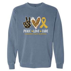 Peace Love Cure Childhood Cancer Awareness Leopart Heart Garment-Dyed Sweatshirt