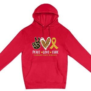 Peace Love Cure Childhood Cancer Awareness Leopart Heart Premium Pullover Hoodie