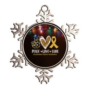 Peace Love Cure Childhood Cancer Awareness Leopart Heart Metallic Star Ornament