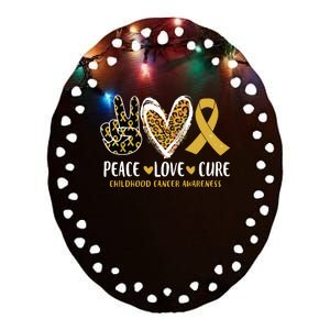 Peace Love Cure Childhood Cancer Awareness Leopart Heart Ceramic Oval Ornament