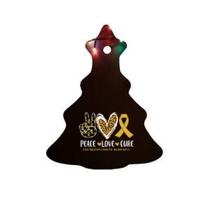 Peace Love Cure Childhood Cancer Awareness Leopart Heart Ceramic Tree Ornament