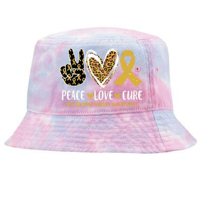 Peace Love Cure Childhood Cancer Awareness Leopart Heart Tie-Dyed Bucket Hat