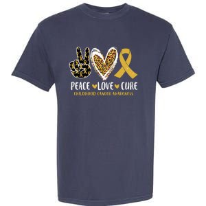 Peace Love Cure Childhood Cancer Awareness Leopart Heart Garment-Dyed Heavyweight T-Shirt