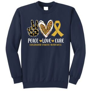 Peace Love Cure Childhood Cancer Awareness Leopart Heart Sweatshirt