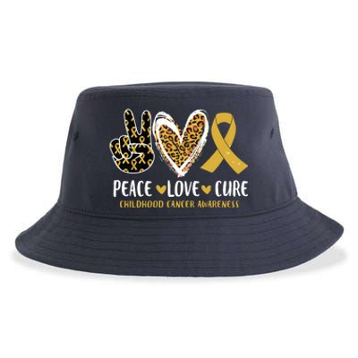 Peace Love Cure Childhood Cancer Awareness Leopart Heart Sustainable Bucket Hat