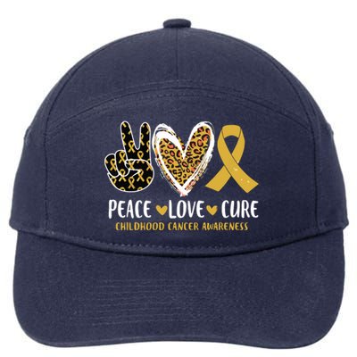 Peace Love Cure Childhood Cancer Awareness Leopart Heart 7-Panel Snapback Hat