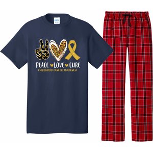 Peace Love Cure Childhood Cancer Awareness Leopart Heart Pajama Set