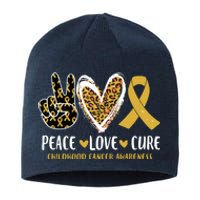 Peace Love Cure Childhood Cancer Awareness Leopart Heart Sustainable Beanie