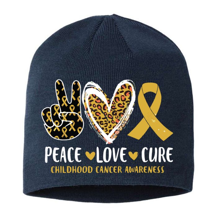 Peace Love Cure Childhood Cancer Awareness Leopart Heart Sustainable Beanie