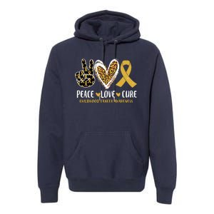 Peace Love Cure Childhood Cancer Awareness Leopart Heart Premium Hoodie