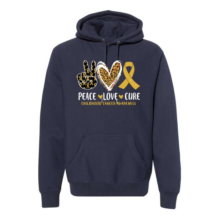 Peace Love Cure Childhood Cancer Awareness Leopart Heart Premium Hoodie