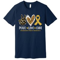 Peace Love Cure Childhood Cancer Awareness Leopart Heart Premium T-Shirt