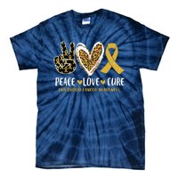 Peace Love Cure Childhood Cancer Awareness Leopart Heart Tie-Dye T-Shirt