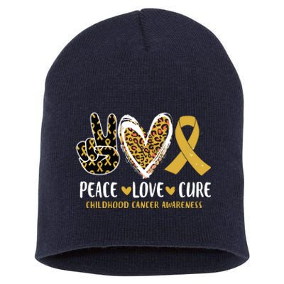 Peace Love Cure Childhood Cancer Awareness Leopart Heart Short Acrylic Beanie